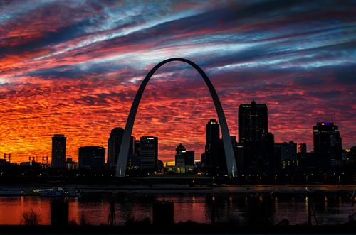 St. Louis Gateway Arch at Sunset by jimw630 